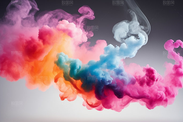 彩色烟雾炫彩艺术感背景图