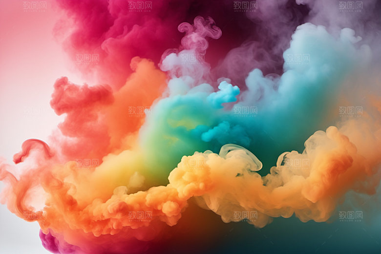 彩色烟雾质感漂浮背景图