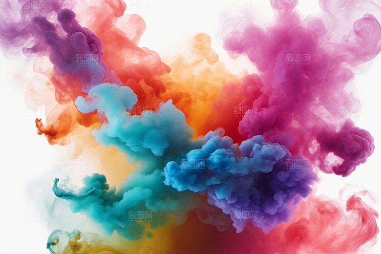 彩色烟雾艺术感漂浮背景图