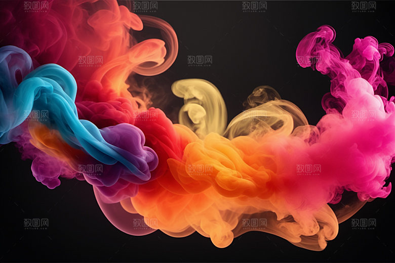 彩色烟雾艺术感立体背景图