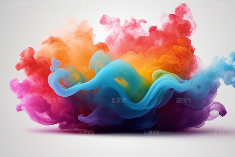 彩色烟雾漂浮立体背景图
