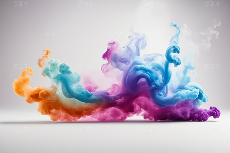 彩色烟雾抽象立体背景图
