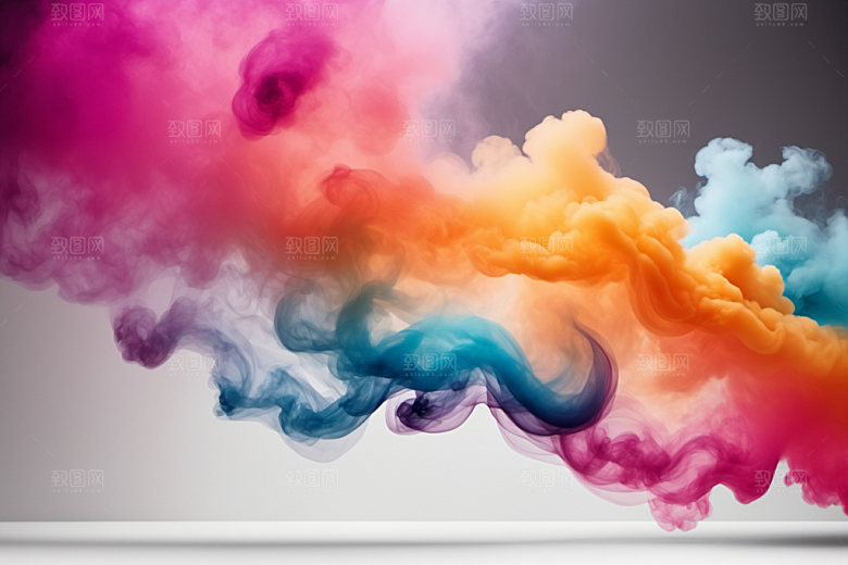 彩色烟雾立体艺术感背景图