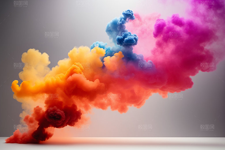 彩色烟雾立体抽象背景图