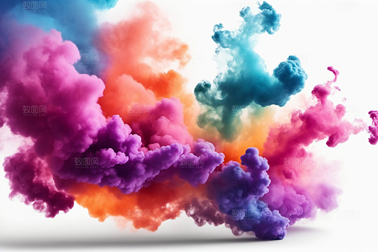 彩色烟雾炫彩立体背景图