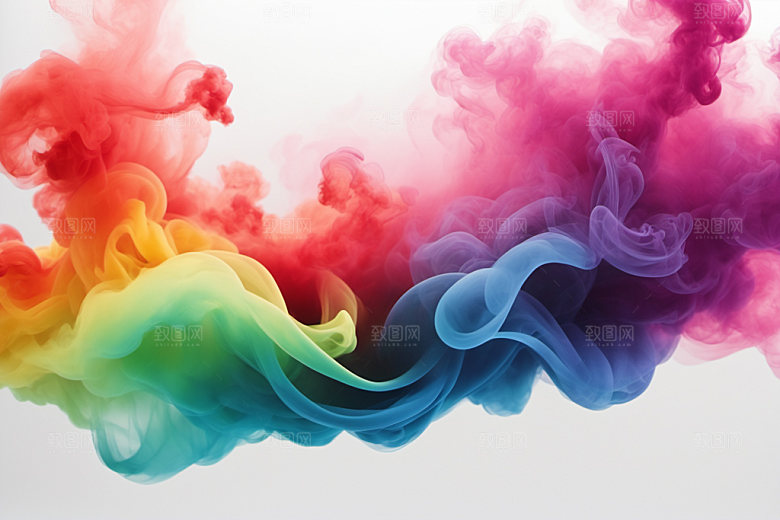 彩色烟雾艺术感抽象背景图