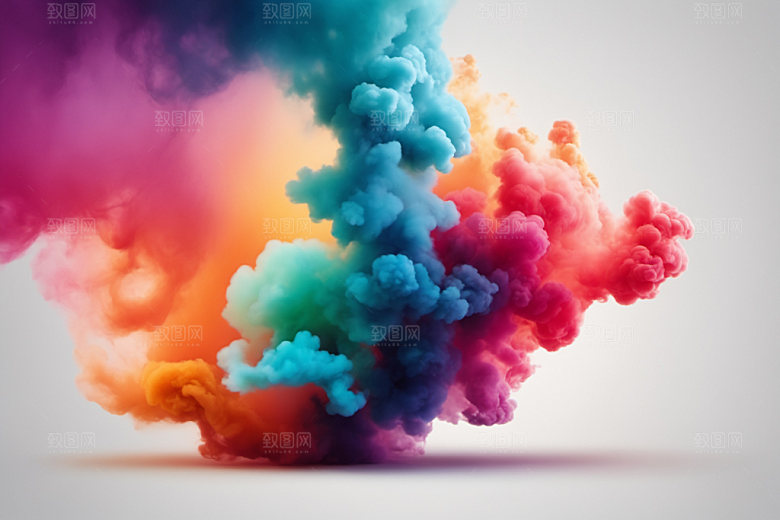 彩色烟雾立体艺术感背景图