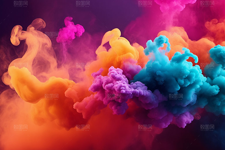 彩色烟雾立体高清背景图