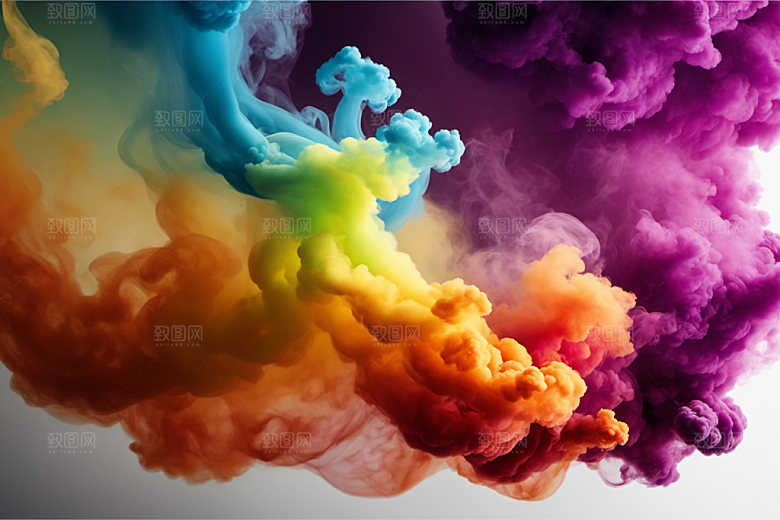 彩色烟雾质感炫彩背景图
