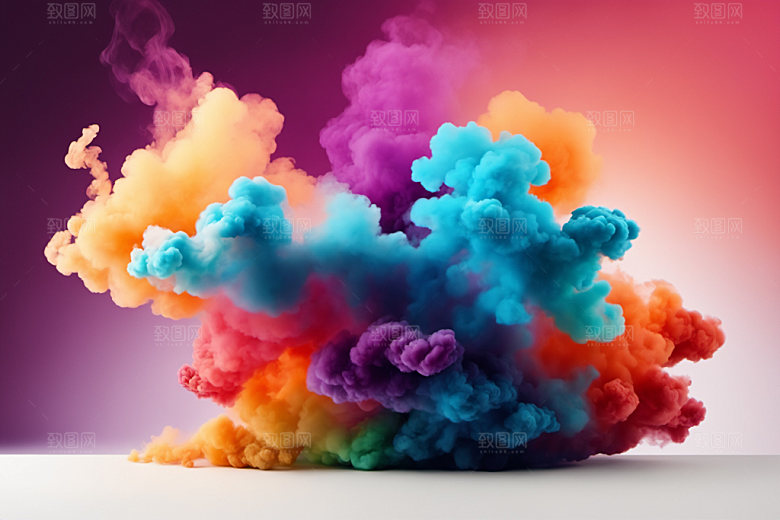 彩色烟雾立体炫彩背景图