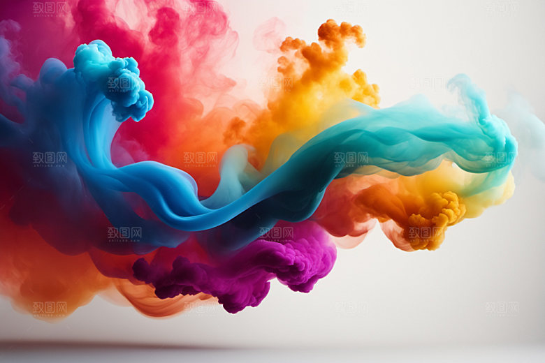 彩色烟雾立体艺术感背景图