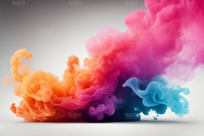 彩色烟雾立体炫彩背景图