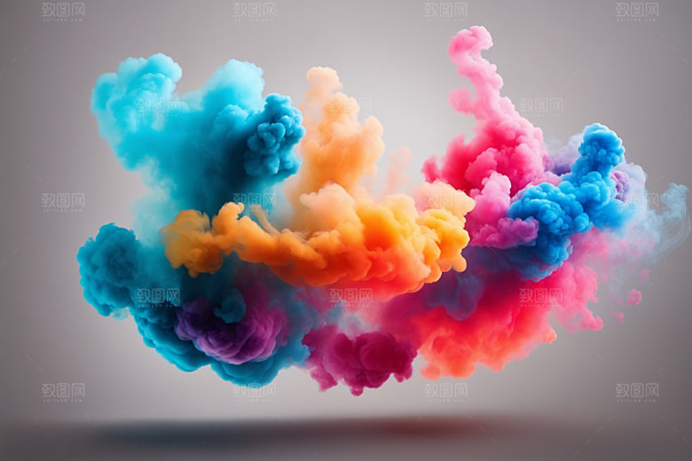 彩色烟雾漂浮炫彩背景图