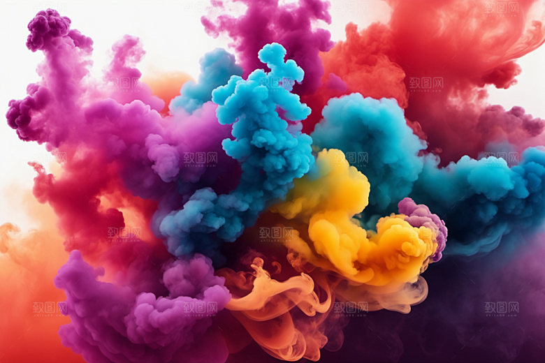 彩色烟雾漂浮艺术感背景图
