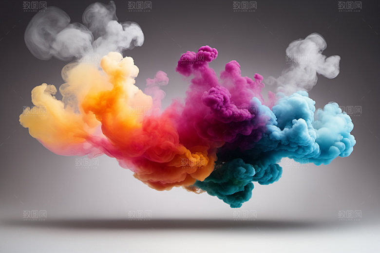 彩色烟雾抽象立体背景图