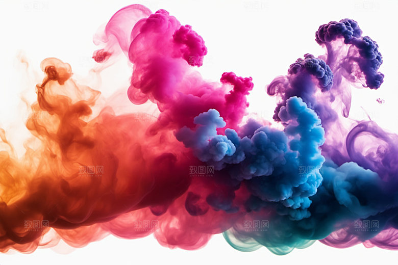 彩色烟雾炫彩立体背景图