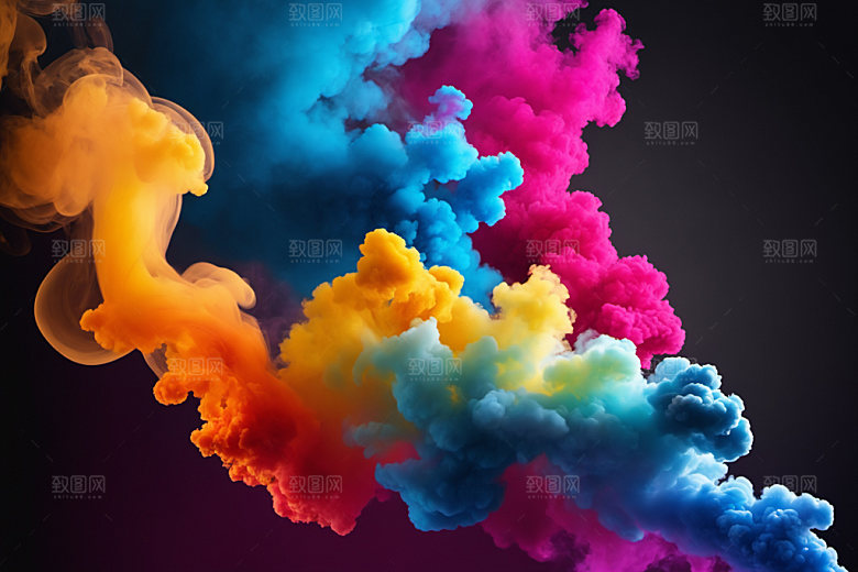 彩色烟雾抽象漂浮背景图