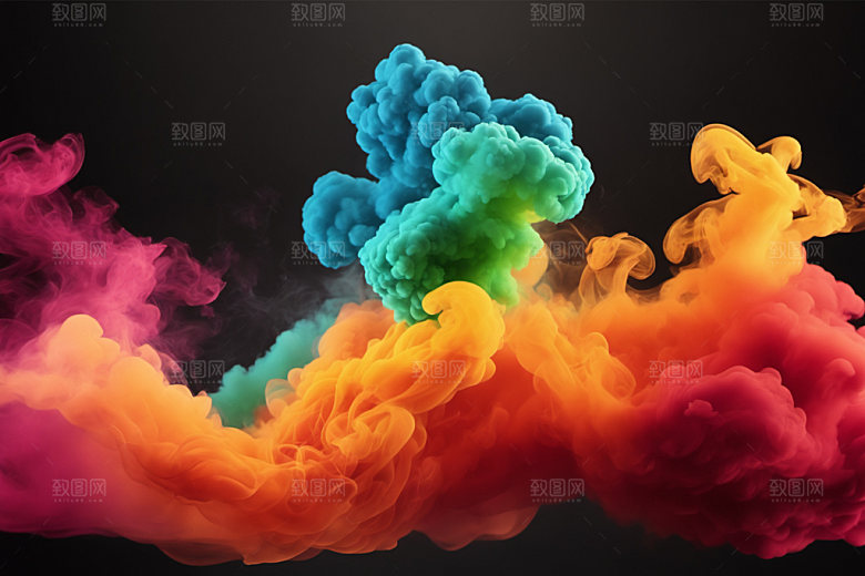 彩色烟雾艺术感漂浮背景图