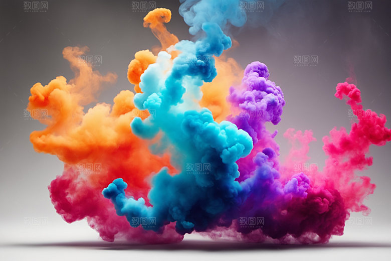 彩色烟雾艺术感立体背景图