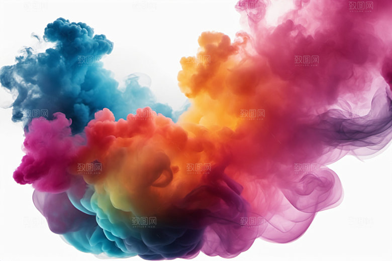 彩色烟雾抽象立体背景图