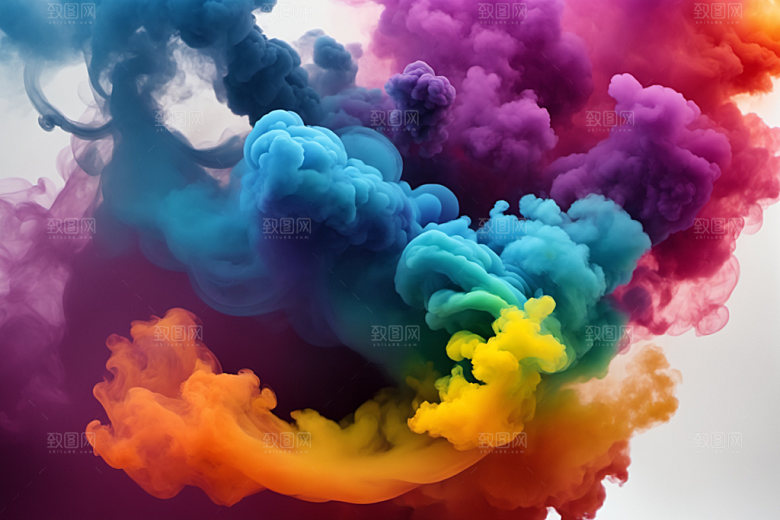彩色烟雾质感炫彩背景图