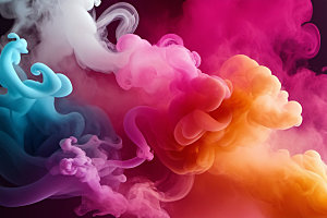 彩色烟雾炫彩立体背景图