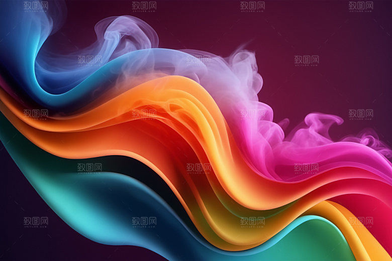 彩色烟雾质感漂浮背景图