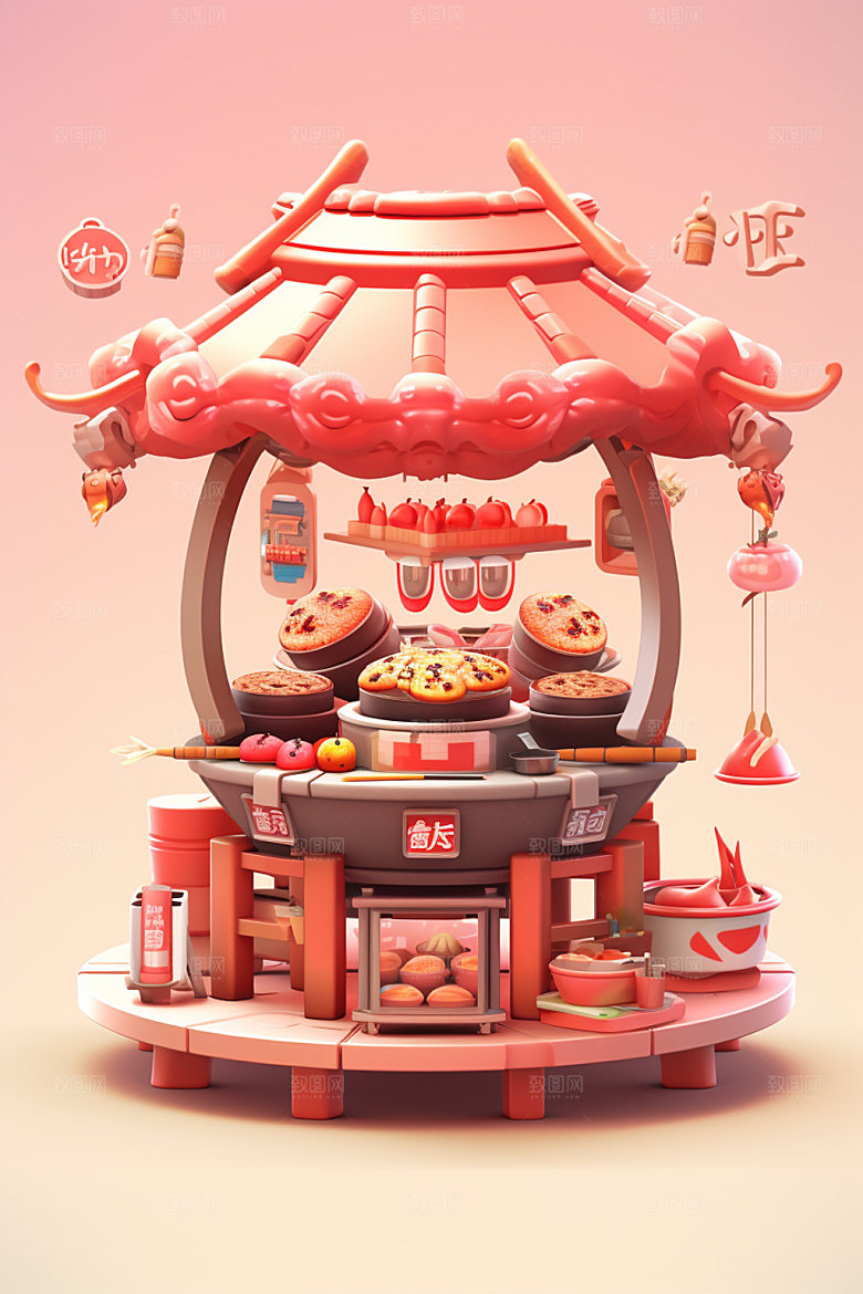 快餐店迷你餐饮店模型