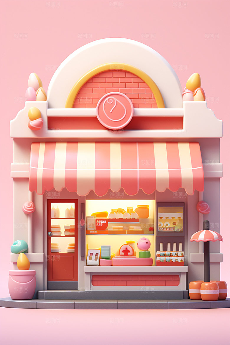 快餐店3D卡通模型