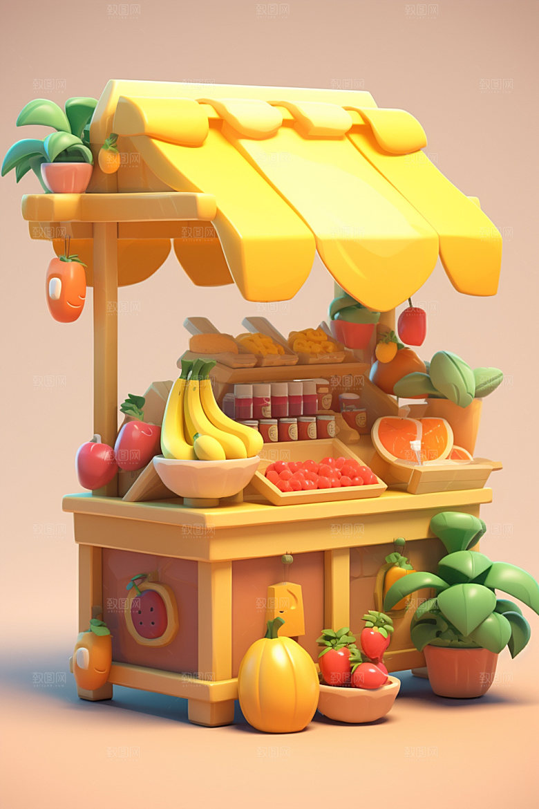 快餐店餐饮店C4D模型
