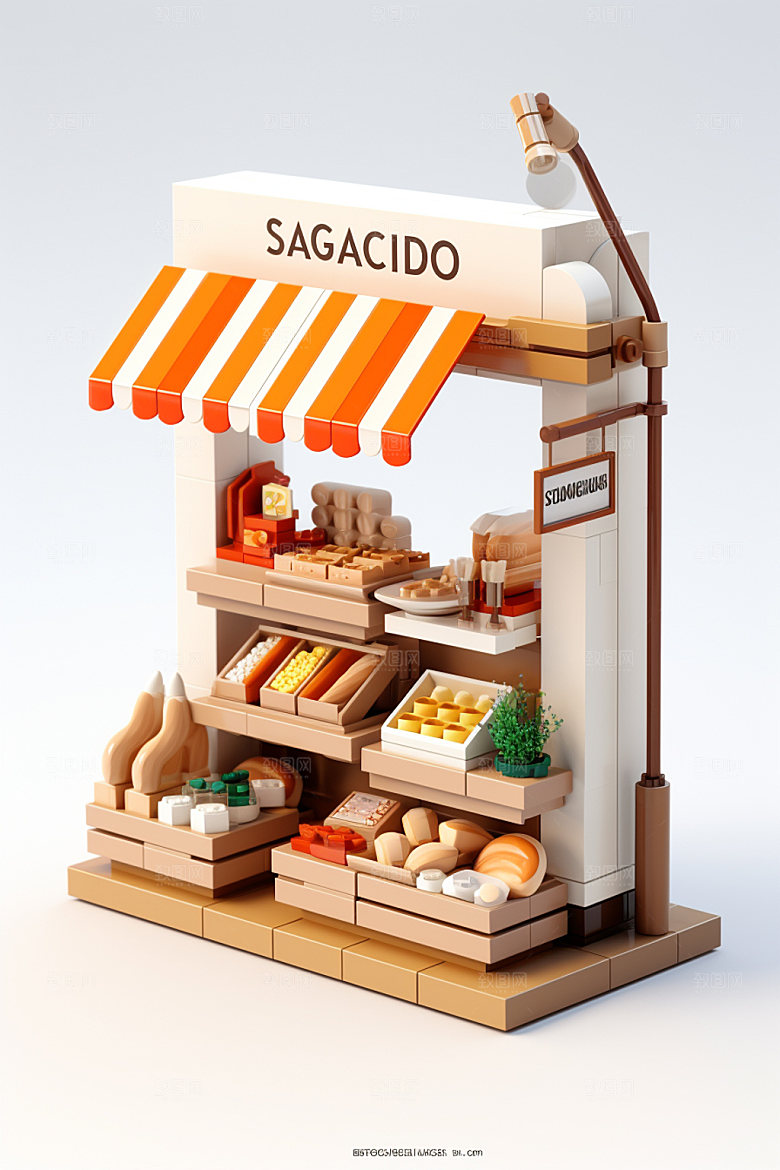 快餐店美食小店C4D模型