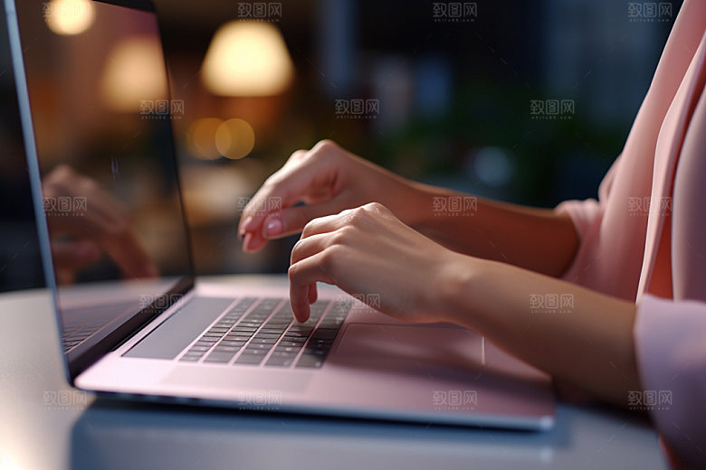 操控键盘办公局部特写摄影图