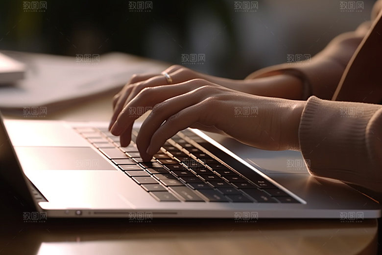 操控键盘笔记本场景摄影图