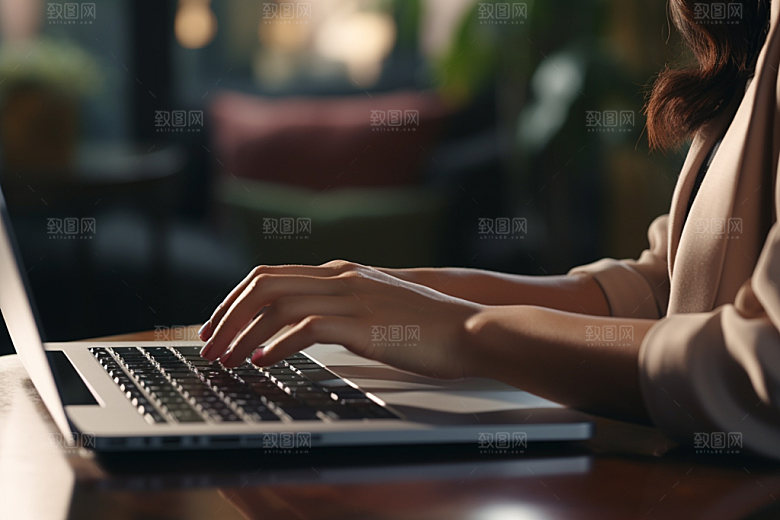 操控键盘局部特写笔记本摄影图