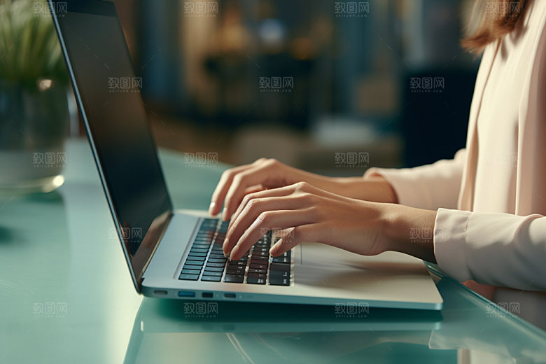 操控键盘局部特写办公摄影图