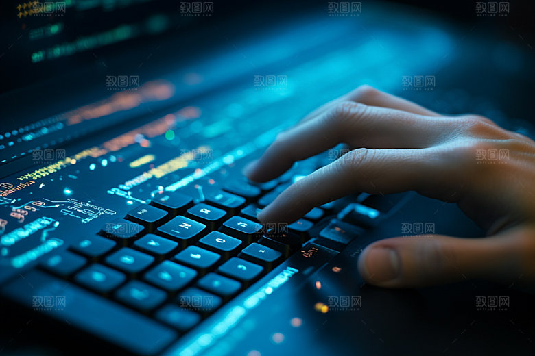 操控键盘局部特写商务摄影图