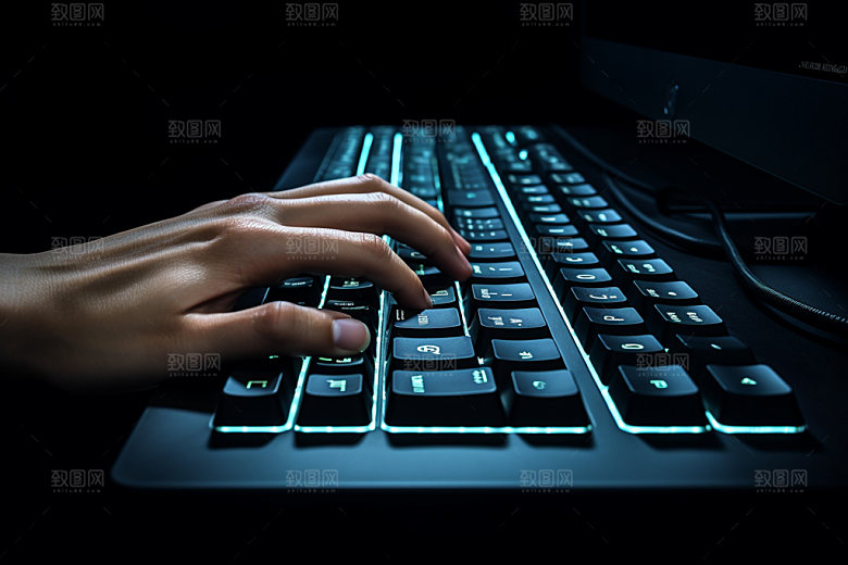 操控键盘笔记本办公摄影图