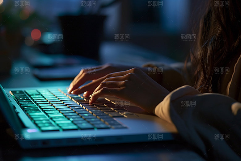 操控键盘工作高清摄影图
