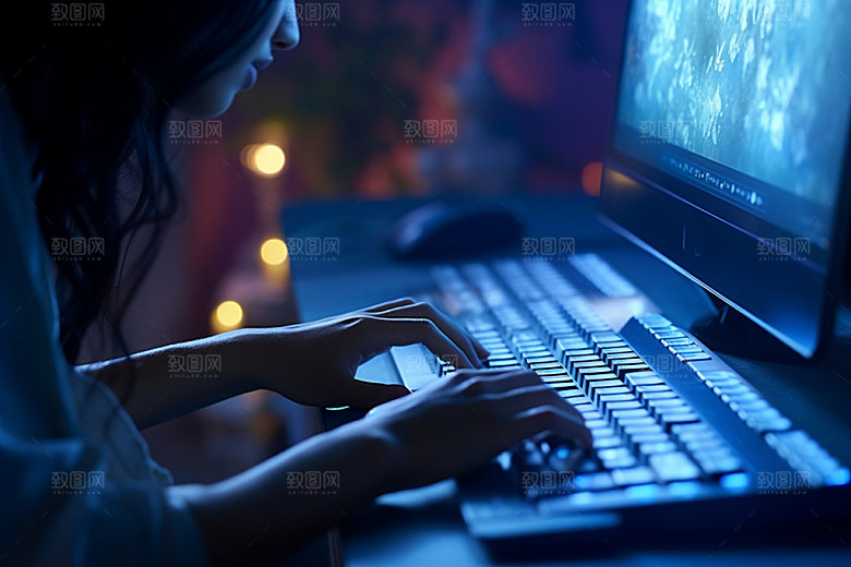 操控键盘场景办公摄影图