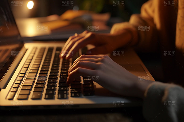 操控键盘笔记本场景摄影图