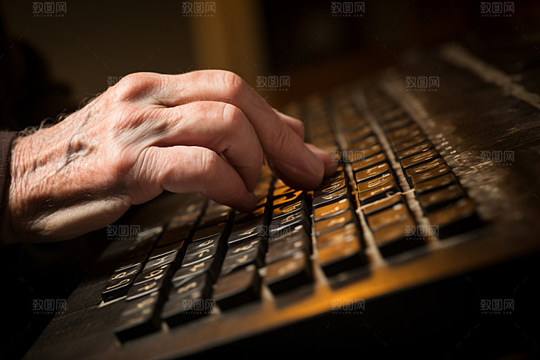 操控键盘局部特写笔记本摄影图