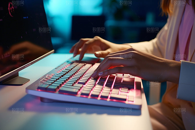 操控键盘场景笔记本摄影图