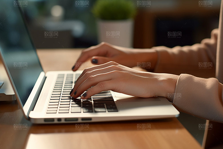 操控键盘办公场景摄影图