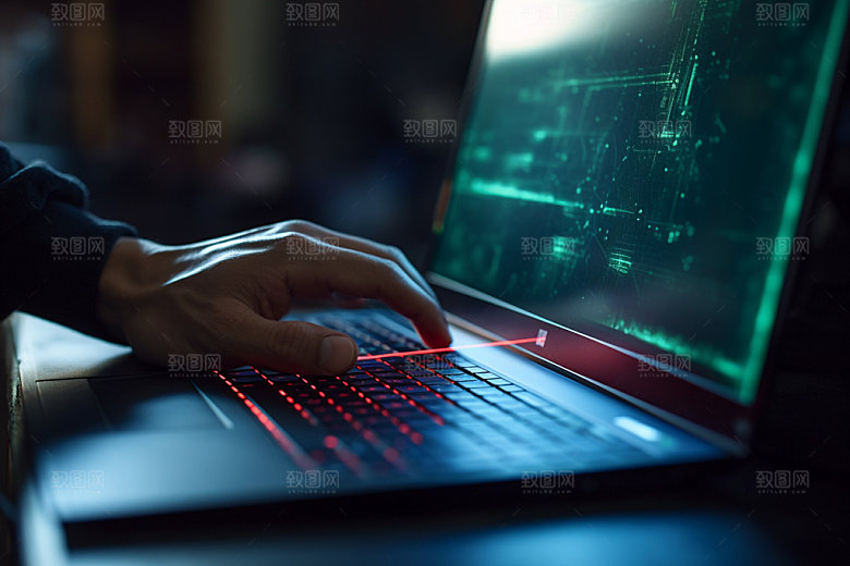 操控键盘笔记本商务摄影图