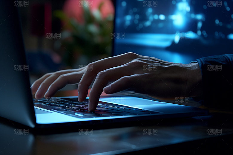 操控键盘场景局部特写摄影图