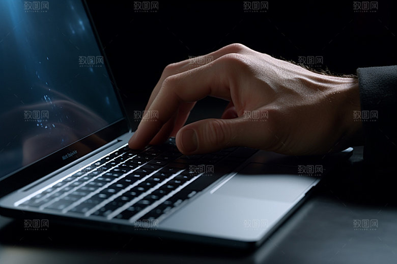 操控键盘办公场景摄影图