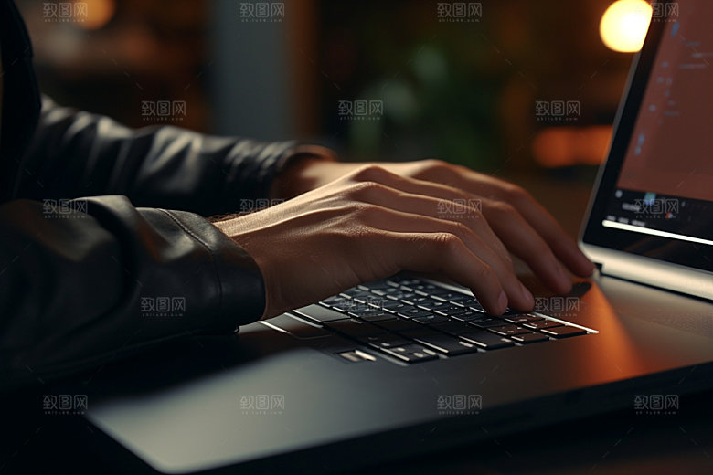 操控键盘场景笔记本摄影图