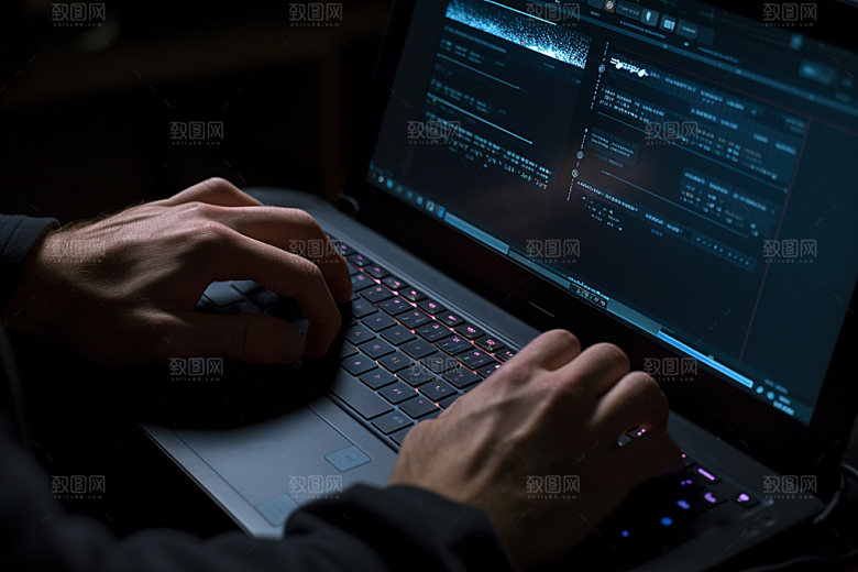 操控键盘笔记本工作摄影图