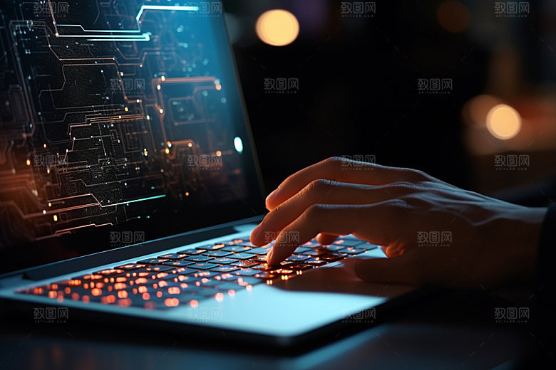 操控键盘商务工作摄影图