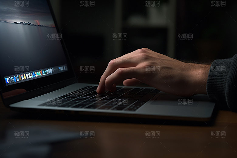 操控键盘商务工作摄影图